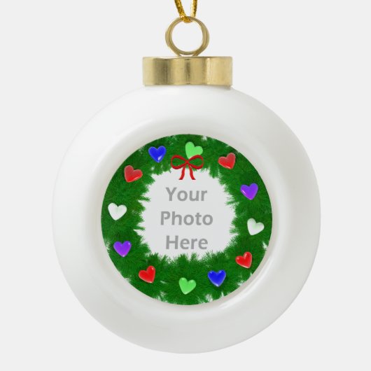 Kerst Wreath of Hearts Keramische Bal Ornament (Voorkant)