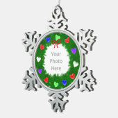 Kerst Wreath of Hearts Tin Sneeuwvlok Ornament (Rechts)