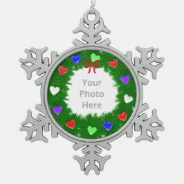 Kerst Wreath of Hearts Tin Sneeuwvlok Ornament