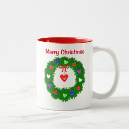 Kerst Wreath of Hearts Tweekleurige Koffiemok