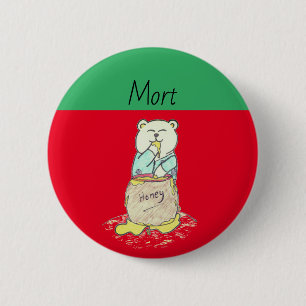 Kerst (x-mas) Gekleurd "Morton het zoute Beer" Ronde Button 5,7 Cm