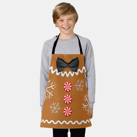 Kerst Xmas Gingerbread Cookie Kostuum Kinder Schort (Gedragen)