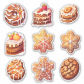 Kerst Xmas Gingerbread Cookies Set van 9 Sticker (Voorkant)