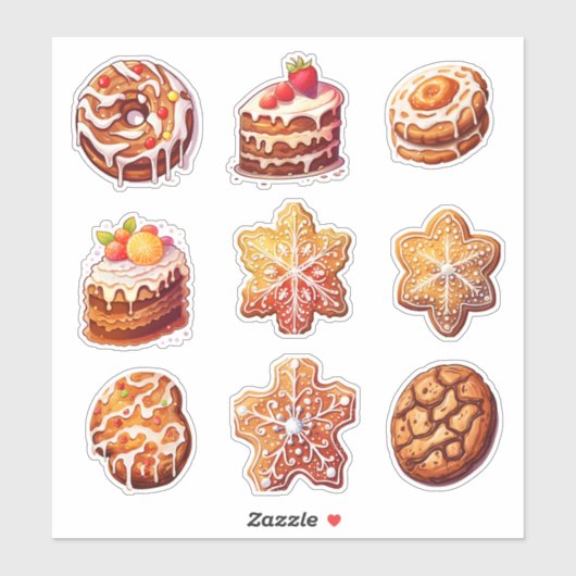 Kerst Xmas Gingerbread Cookies Set van 9 Sticker (Vel)