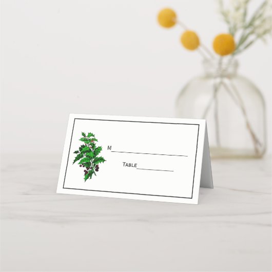Kerst Xmas Holly Escort Kaart Place Card Plaatskaartje (Achterkant)