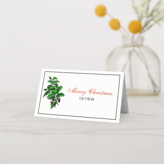 Kerst Xmas Holly Escort Kaart Place Card Plaatskaartje (Voorkant)