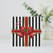 Kerst Xmas Kerstfeest Rood Wit Streep Kaart (Staand voorkant)