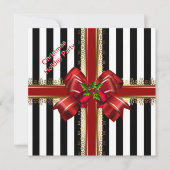 Kerst Xmas Kerstfeest Rood Wit Streep Kaart (Voorkant)