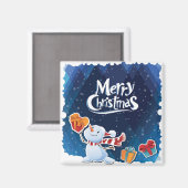 Kerst Xmas Magnet Koelkast Keuken Gift Snow Man (Voorkant / Achterkant)