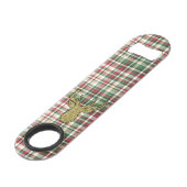 Kerst XMAS Plaid Tartan Goud Herten Fles Opene Speed Flessenopener (Voorkant Gekanteld)
