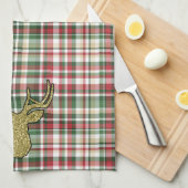 Kerst XMAS Plaid Tartan Goud Herten Keuken Towe Theedoek (Quarter Fold)