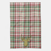 Kerst XMAS Plaid Tartan Gouden Herten Handdoek (Verticaal)