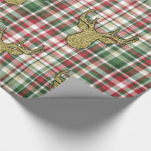 Kerst XMAS Plaid Tartan Herten Wrapping Papier (Hoek)