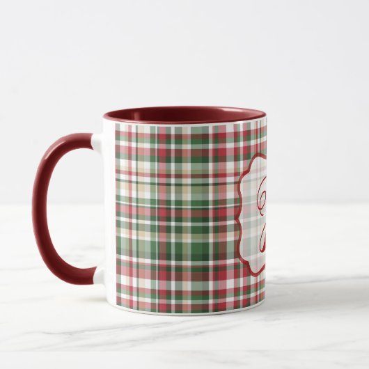 Kerst XMAS Plaid Tartan Rode Groene Koffie Mok (Links)