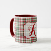 Kerst XMAS Plaid Tartan Rode Groene Koffie Mok (Voorkant links)
