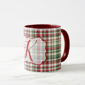 Kerst XMAS Plaid Tartan Rode Groene Koffie Mok (Voorkant rechts)