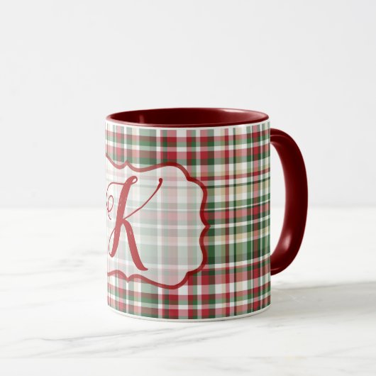 Kerst XMAS Plaid Tartan Rode Groene Koffie Mok (Voorkant rechts)