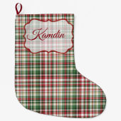 Kerst XMAS Plaid Tartan Rood Groen Kousen Grote Kerstsok (Voorkant)