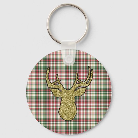 Kerst XMAS Plaid Tartan Sleutelhanger Rits Pull (Voorkant)