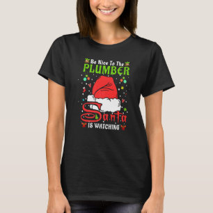 Kerst Xmas Pyjama Wees Aardig Voor De Loodgieter K T-shirt