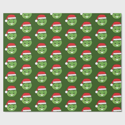 Kerst Xmas Schattige Santa Sprout Wrapping Paper Cadeaupapier (Vlak)