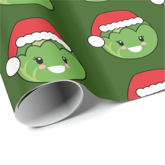 Kerst Xmas Schattige Santa Sprout Wrapping Paper Cadeaupapier (Rol Hoek)