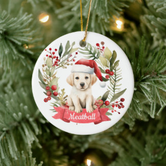 Kerst YellowLab gepersonaliseerd keramisch Ornamen Keramisch Ornament