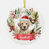 Kerst YellowLab gepersonaliseerd keramisch Ornamen Keramisch Ornament (Voorkant)