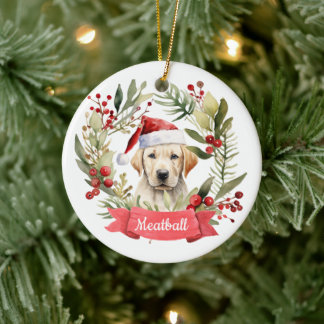 Kerst YellowLab gepersonaliseerd keramisch Ornamen Keramisch Ornament