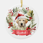 Kerst YellowLab gepersonaliseerd keramisch Ornamen Keramisch Ornament (Voorkant)