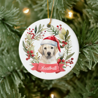 Kerst YellowLab gepersonaliseerd keramisch Ornamen Ornament
