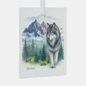 Kerst Yellowstone Wolf Glass Ornament (Voorkant Rechts)