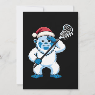 Kerst Yeti Lacrosse Kerstman Hoed Sasquatch Sneeuw Kaart