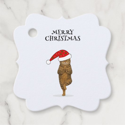 Kerst yoga kat je tekst bedankjes labels (Voorkant)