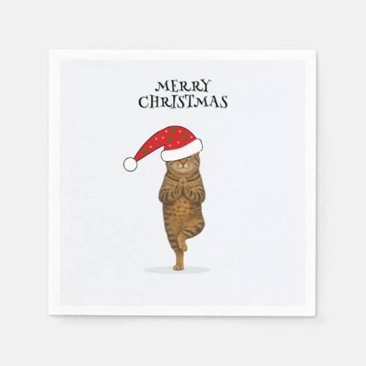 Kerst yoga kat uw tekst servet (Voorkant)
