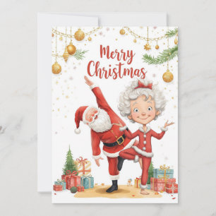 Kerst Yoga Santa Claus poserend Yoga Vakantie Feestdagenkaart