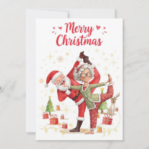Kerst Yoga Santa Claus poserend Yoga Vakantie Feestdagenkaart