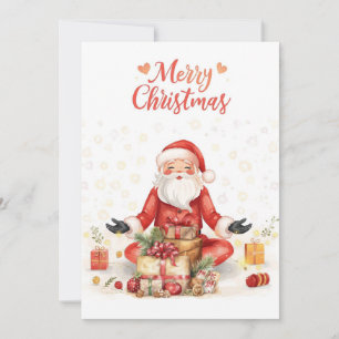 Kerst Yoga Santa Claus poserend Yoga Vakantie Feestdagenkaart