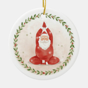 Kerst Yoga Santa Claus poserend Yoga Vakantie Keramisch Ornament