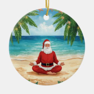 Kerst Yoga Santa Claus poserend Yoga Vakantie Keramisch Ornament