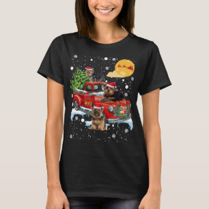 Kerst Yorkie Dog Met  Rode Vrachtwagen Grappig T-shirt