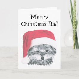 Kerst Yorkie Dog, Vrolijke Kerst Pap Kaart