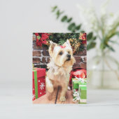 Kerst - Yorkie - Dorie Feestdagenkaart (Staand voorkant)