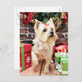 Kerst - Yorkie - Dorie Feestdagenkaart (Voorkant / Achterkant)