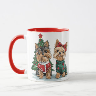 Kerst Yorkie Honden Mok