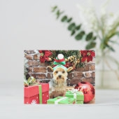 Kerst - Yorkie - Vinnie #32 Feestdagenkaart (Staand voorkant)