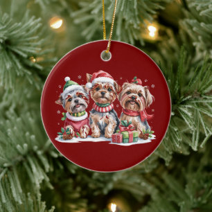 Kerst Yorkshire Terrier hondenliefhebbers Keramisch Ornament