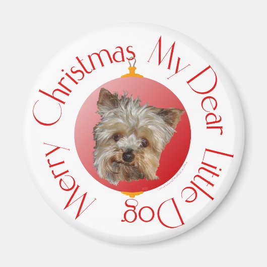 Kerst Yorkshire Terrier Magneet (Voorkant)