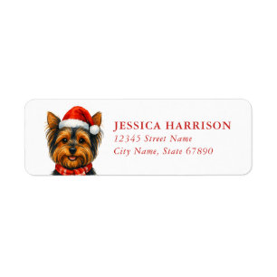 Kerst Yorkshire Terrier Retouradreslabel Etiket