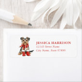 Kerst Yorkshire Terrier Retouradreslabel Etiket (Insitu)